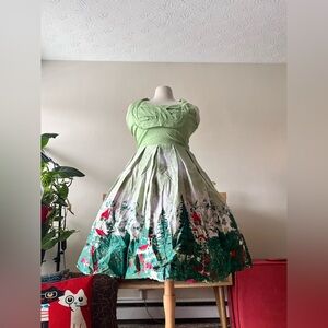 Vtg INSPIRED Swiss Alps Pinup Fit And Flare Retro 50s Style Dress - 2X